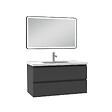 AICA SANITAIRE - Meuble Salle de Bain 100cm Anthracite simple vasque + miroir lumineux 3 couleurs + dimmable - vignette
