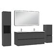AICA SANITAIRE - Meuble salle de Bain 120cm avec colonne + miroir mural lumineux 3 couleurs Anthracite - vignette
