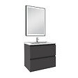 AICA SANITAIRE - Meuble Salle de Bain 60cm Anthracite simple vasque et miroir lumineux 3 couleurs et dimmable - vignette