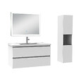 AICA SANITAIRE - Ensemble meuble Salle de Bain 100cm avec vasque et colonne et miroir lumineux dimmable blanc - vignette