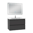AICA SANITAIRE - Ensemble meuble Salle de Bain 80cm Anthracite simple vasque et miroir lumineux 3 couleurs et dimmable - vignette