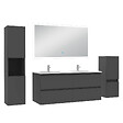 AICA SANITAIRE - Ensemble meuble Salle de Bain 120cm avec double vasque et colonne et miroir lumineux dimmable anthracite - vignette