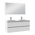AICA SANITAIRE - Ensemble meuble Salle de Bain 120cm double vasque et miroir lumineux 3 couleurs et dimmable blanc - vignette