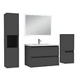 AICA SANITAIRE - Ensemble meuble Salle de Bain 80cm avec simple vasque et colonne et miroir lumineux dimmable anthracite - vignette