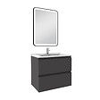 AICA SANITAIRE - Meuble Salle de Bain 60cm Anthracite simple vasque + miroir lumineux 3 couleurs + dimmable - vignette