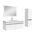 AICA SANITAIRE - Ensemble meuble Salle de Bain 100cm avec vasque + colonne + miroir lumineux 3 couleurs blanc - vignette
