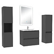AICA SANITAIRE - Ensemble meuble Salle de Bain 60cm simple vasque avec colonne et miroir lumineux dimmable anthracite - vignette