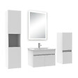 AICA SANITAIRE - Ensemble meuble Salle de Bain 60cm avec simple vasque + colonne + miroir lumineux dimmable blanc - vignette