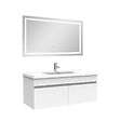 AICA SANITAIRE - Ensemble meuble Salle de Bain 100cm Blanc simple vasque + miroir lumineux 3 couleurs + dimmable - vignette