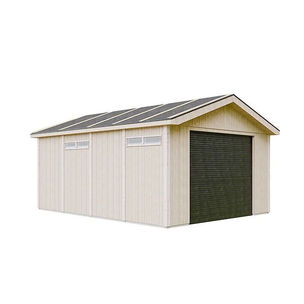 TIMBELA - Garage QUALITÉ PREMIUM 17 m² - L378xl530 cm- garage pour auto, moto, vélos, machines de jardinage - Construction en Panneaux LP Smartside - Abri de jardin Timbela M991B - large