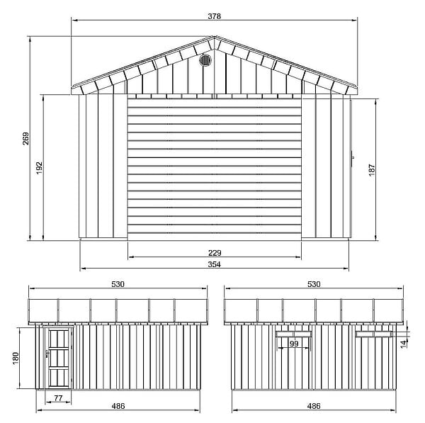 TIMBELA - Garage QUALITÉ PREMIUM 17 m² - L378xl530 cm- garage pour auto, moto, vélos, machines de jardinage - Construction en Panneaux LP Smartside - Abri de jardin Timbela M991B - large