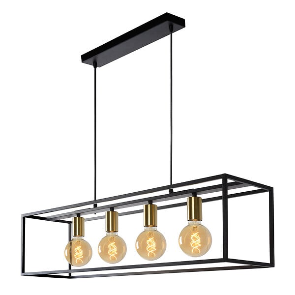 LUCIDE - Suspension métal Ruben - Noir - 4xE27 40W - large