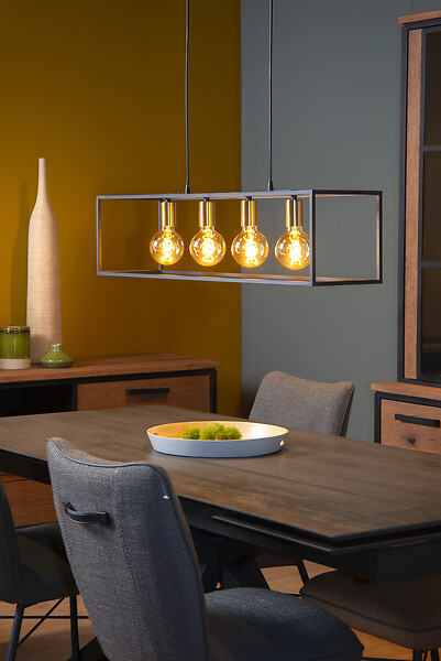 LUCIDE - Suspension métal Ruben - Noir - 4xE27 40W - large