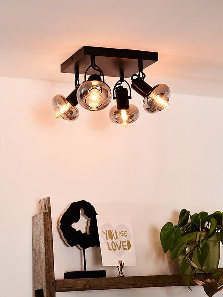 LUCIDE - MADEE Spot plafond-Noir-4xE14-25W-Mtal - large