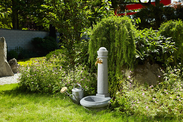 GARANTIA - Fontaine en pe venezia gris clair robinet nostalgie, petite vasque - large