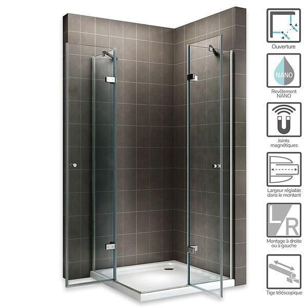 SANIVERRE - MAYA Cabine de douche 75x75 H190 cm transparent - large