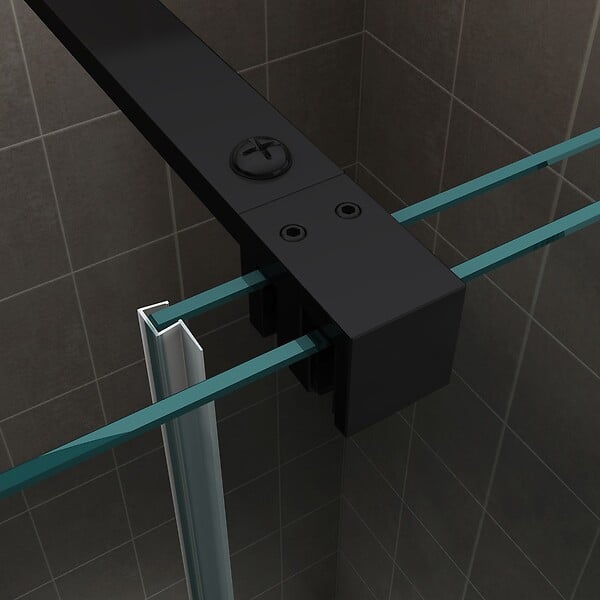 SANIVERRE - Porte de douche coulissante noire NAPOLI BLACK L. 130 cm verre 8 mm transparent H. 200 cm - large