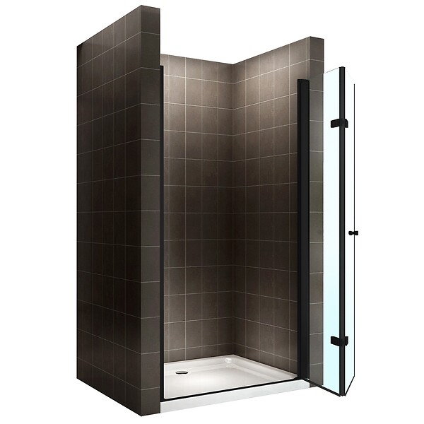 SANIVERRE - MONABLACK Porte de douche pliante noire H.195 x L. 68-72 cm verre transparent 6 mm - large