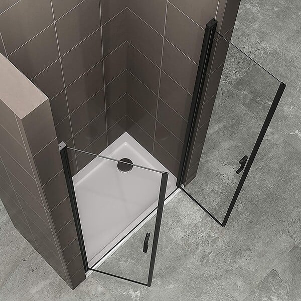 SANIVERRE - KIMIBLACK Porte de douche H.180 Noir L. 76 à 79 cm transparent verre 6 mm - large