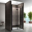 SANIVERRE - MONABLACK Porte de douche pliante noire H.195 x L. 72-76 cm verre transparent 6 mm - vignette