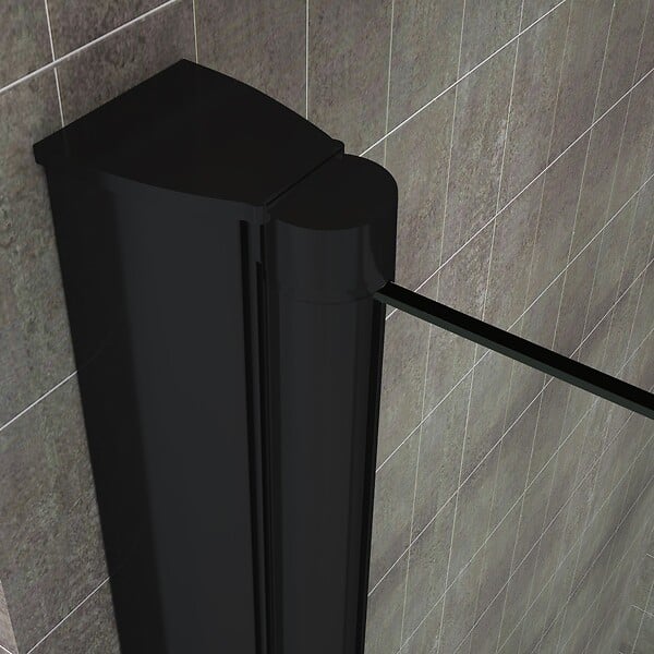 SANIVERRE - MONABLACK Porte de douche pliante noire H.195 x L. 96-100 cm verre transparent 6 mm - large