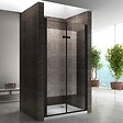 SANIVERRE - MONABLACK Porte de douche pliante noire H.195 x L. 76-80 cm verre transparent 6 mm - vignette