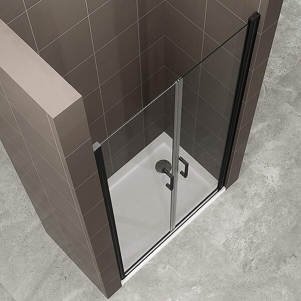SANIVERRE - KIMIBLACK Porte de douche H.180 Noir L. 70 à 73 cm transparent verre 6 mm - large