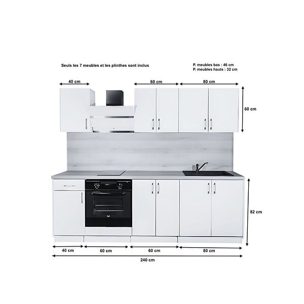 CUISINEANDCIE - Cuisineandcie - Cuisine complète ECO Blanc 240 cm - large