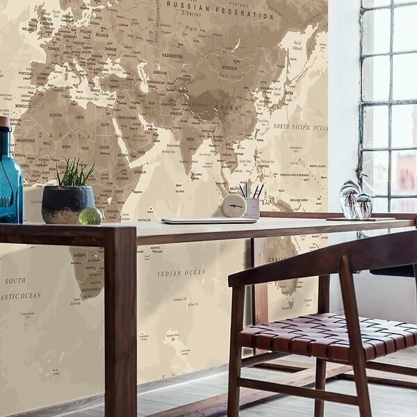 99DECO - Papier peint panoramique - Map Monde - intissé : 150g/m² - 7 lés : 336x270cm - large