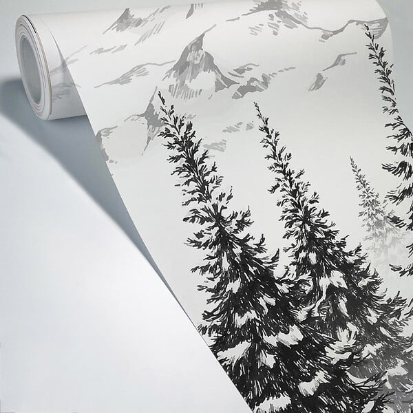 99DECO - Papier peint panoramique - Montagne - Noir - intissé : 150g/m² - 9 lés : 432x270cm - large