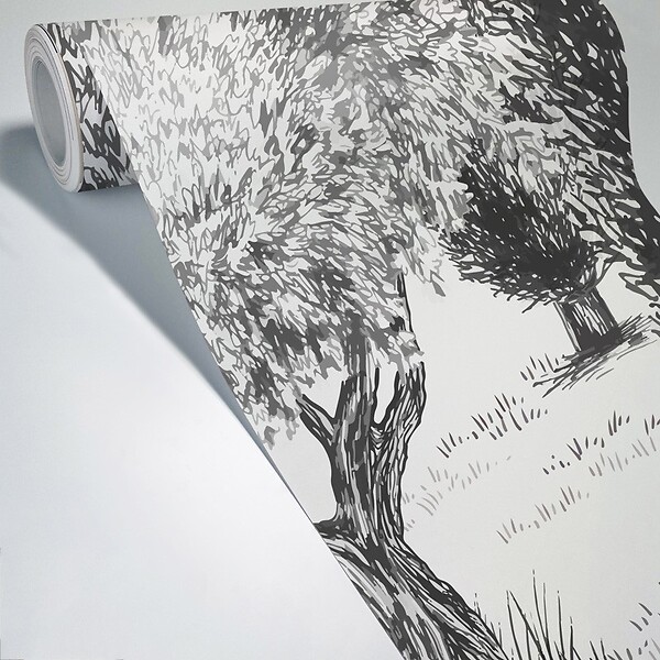 99DECO - Papier peint panoramique - Tivoli - Noir et blanc - intissé : 150g/m² - 7 lés : 336x270cm - large