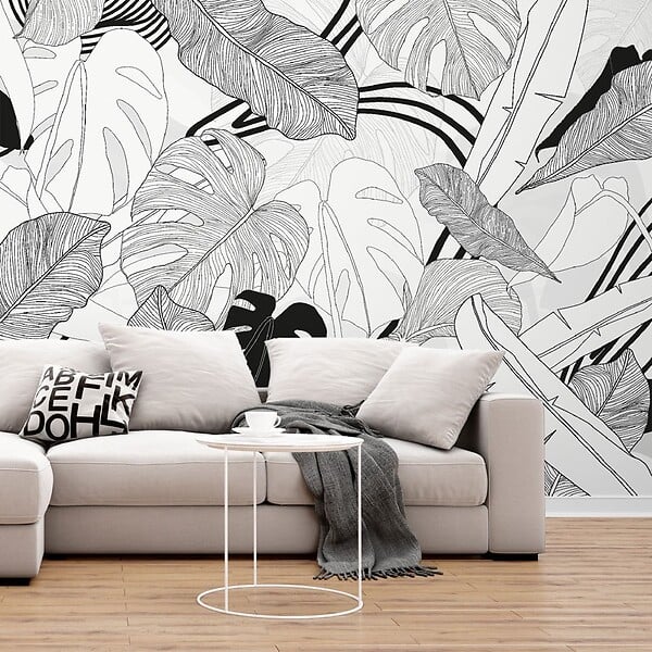 99DECO - Papier peint panoramique - Bornéo - Noir - intissé : 150g/m² - 7 lés : 336x270cm - large