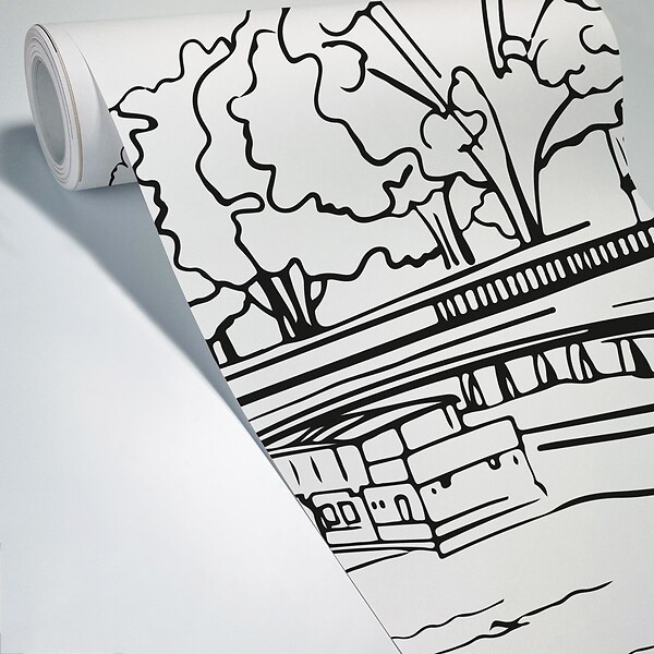 99DECO - Papier peint panoramique - Belle Rive - Noir - intissé : 150g/m² - 7 lés : 336x270cm - large