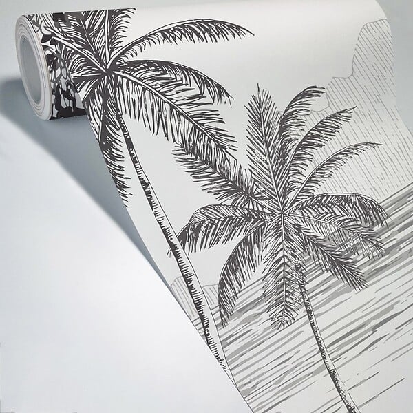 99DECO - Papier peint panoramique - La Plage - Noir - intissé : 150g/m² - 9 lés : 432x270cm - large