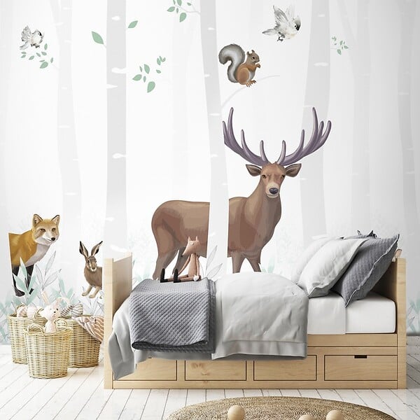 99DECO - Papier peint panoramique - Balade en Forêt - Multicolore - intissé : 150g/m² - 5 lés : 240x270cm - large