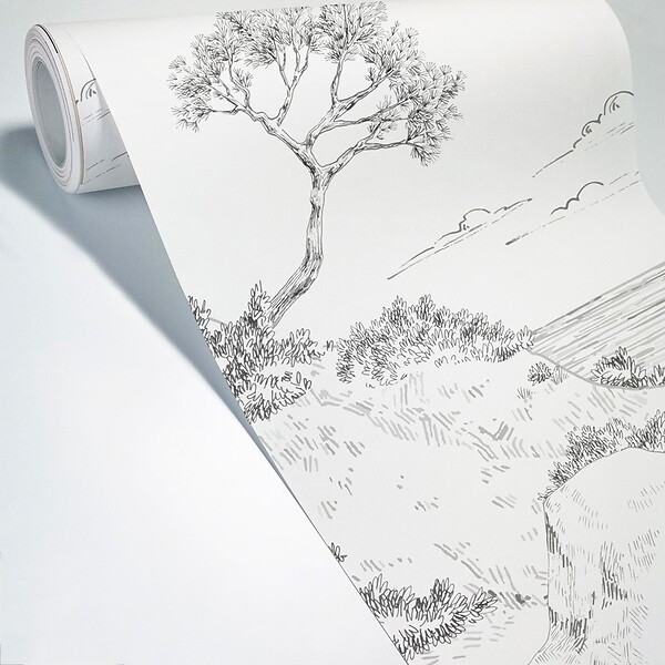 99DECO - Papier peint panoramique - Calanques - Blanc - intissé : 150g/m² - 7 lés : 336x270cm - large