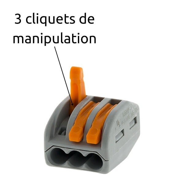 WAGO - Borne rapide automatique à cliquet S222 - 3 entrées - Wago - large