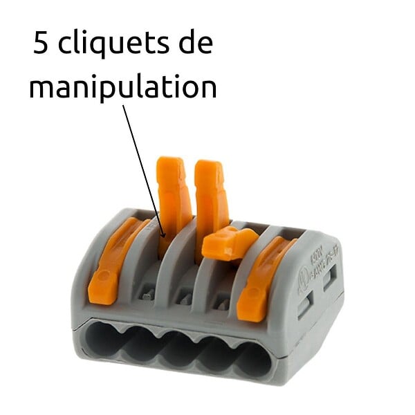 WAGO - Borne rapide automatique à cliquet S222 - 5 entrées - Wago - large