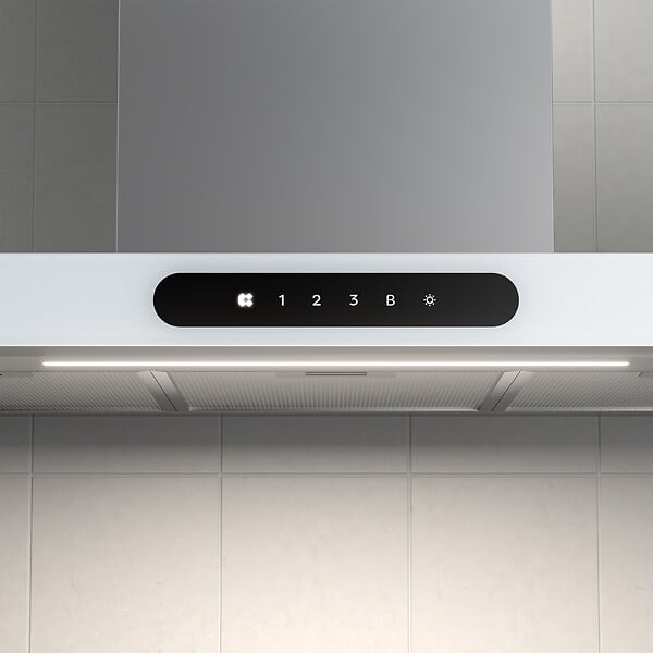 CIARRA - Hotte Connectée 90cm 650 m3/h App contrôle et Tactile Booster Fonction Verre Blanc CD9102W - large