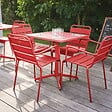 OVIALA - Ensemble table de jardin 70 cm et 4 fauteuils en métal rouge - Palavas - vignette