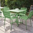 OVIALA - Ensemble table de jardin et 4 fauteuils en métal vert cactus - Palavas - vignette