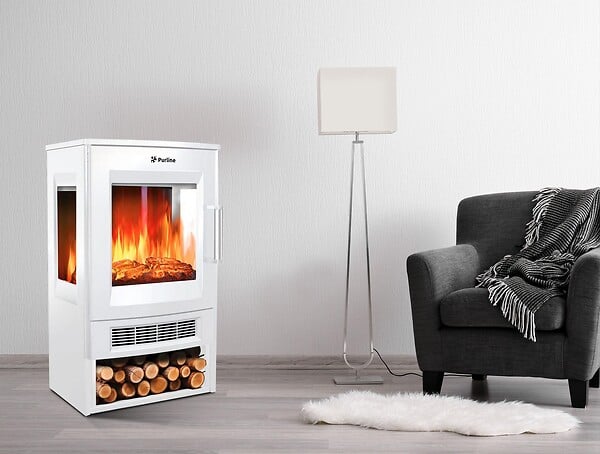 PURLINE - Cheminée électrique sur pied avec commande WiFi App - large
