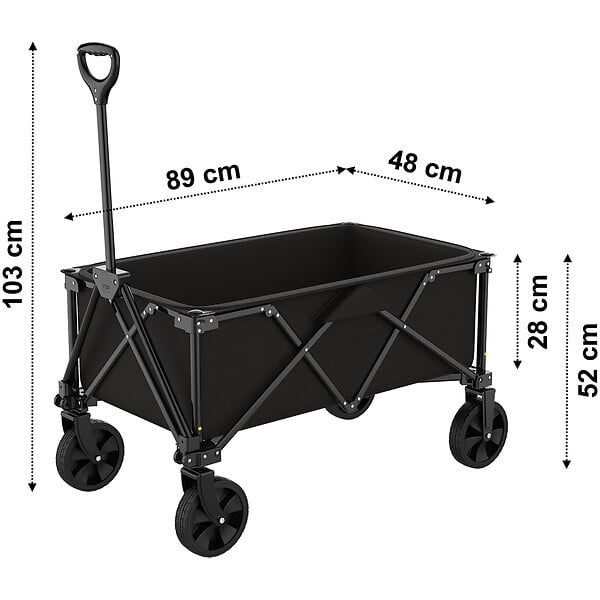 GT GARDEN - Chariot de transport pliable noir - large