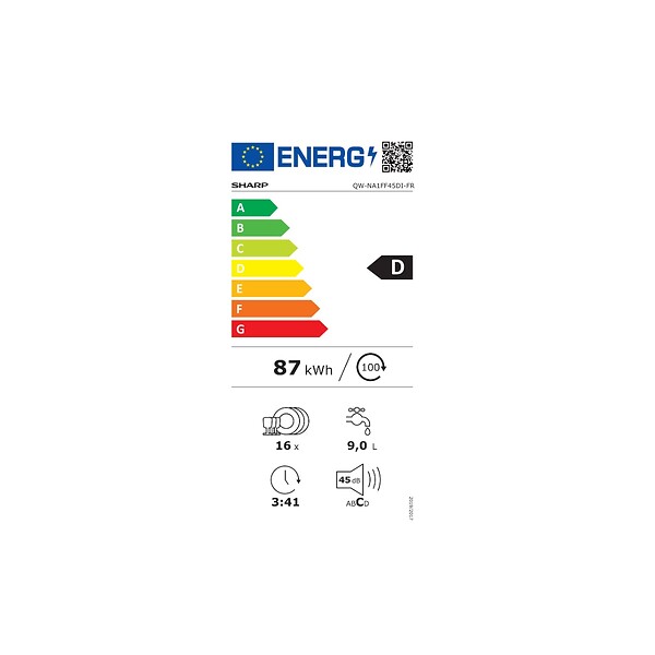 SHARP - lave-vaiselle 60cm 16 couverts 45db inox - QWNA1FF45DI - large