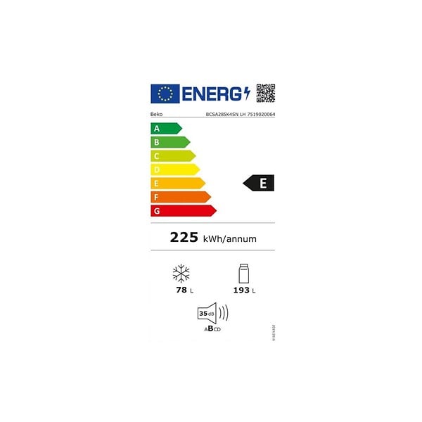 BEKO - Réfrigérateur Combiné Intégrable 271l à Glissières Blanc - BCSA285K4SNLH - large