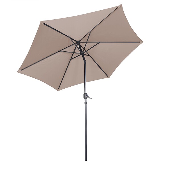 OVIALA - Parasol droit 3m inclinable à manivelle en aluminium taupe - Matera - large