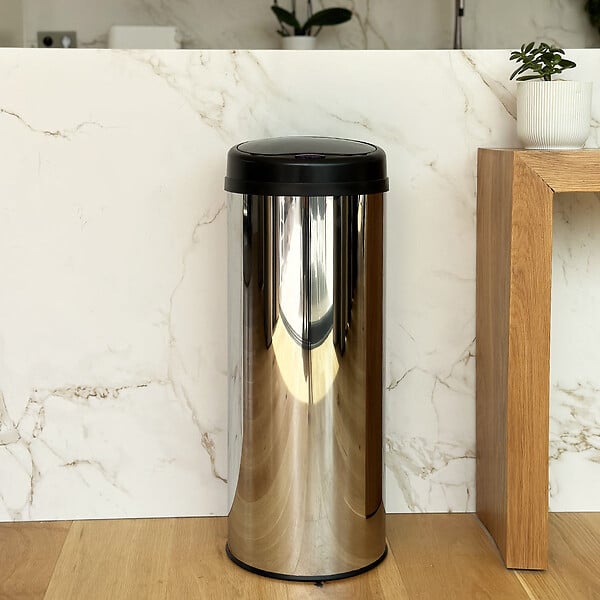 KITCHEN MOVE - Poubelle automatique inox ARTIC SILVERY argent 50L - large