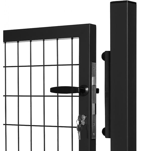 EASY CLOTURE - Portillon grillagé en acier galvanisé maille 100 x 50 L 1m20 x 2m00 Noir - large