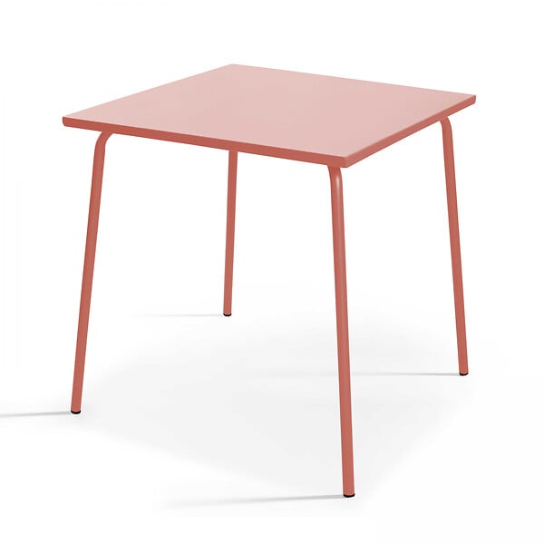 OVIALA - Ensemble table de jardin carrée et 2 fauteuils acier argile - Palavas - large