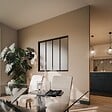 MON MARCHE DECO - Verrière Atelier 4 Carreaux - Déjà Montée - Noir Mat - Verre Dépoli - vignette